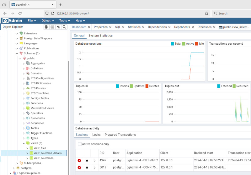 PgAdmin4 screen